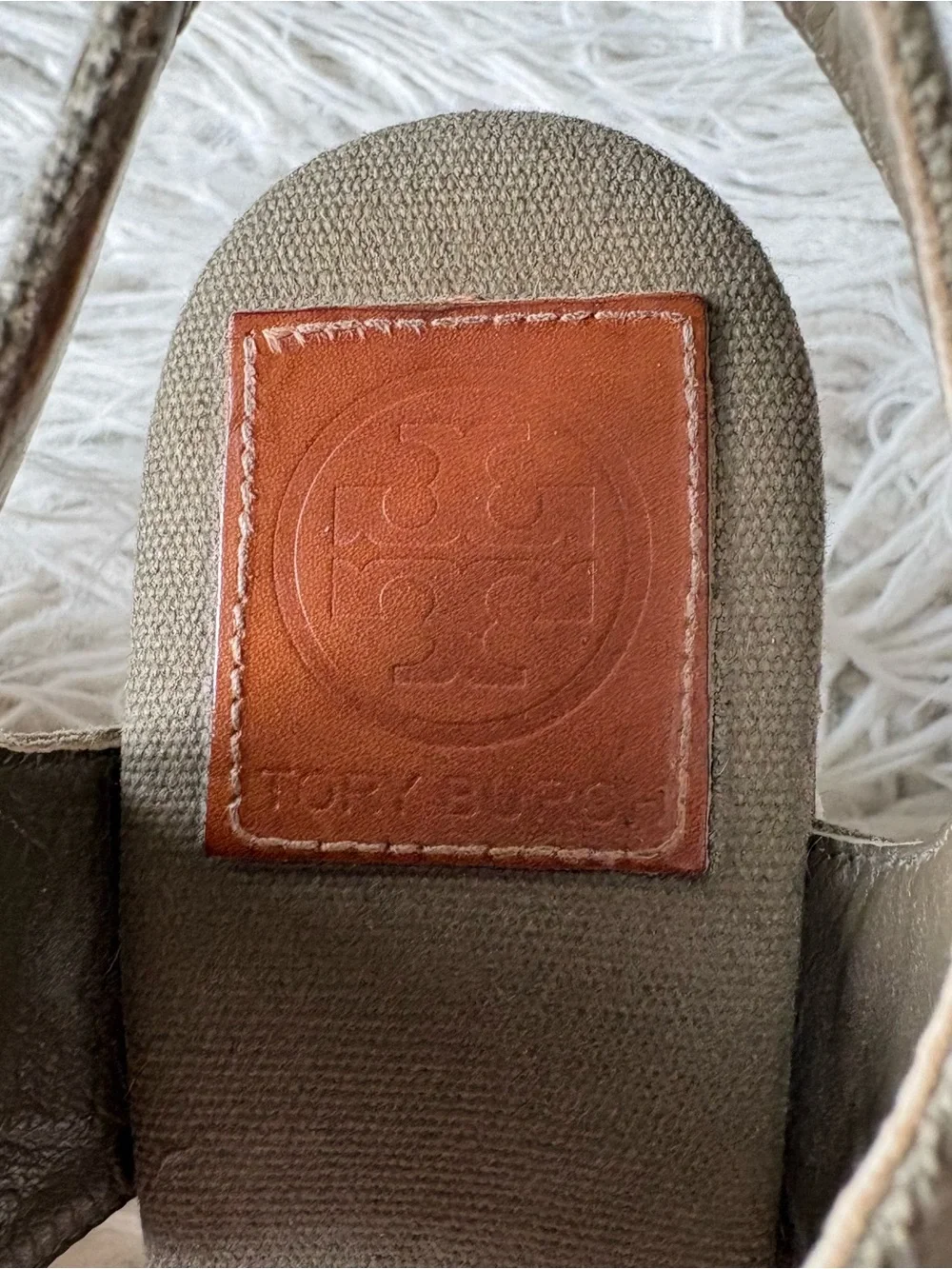 Tory Burch Gabe Lace Up Canvas Olive Green Platform Sandal Espadrilles Size 38